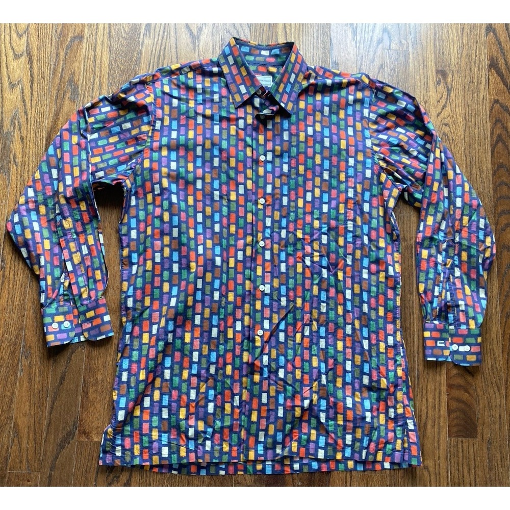 Maus & Hoffman Shirt Mens Size Medium Button Up Colorful Vintage Cotton USA Made